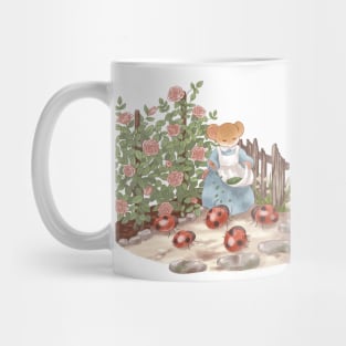 Vintage Floral Rose Design - Mouse Feeding Ladybugs Mug